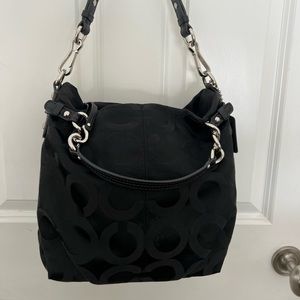 Black coach fabric  hobo shoulder bag